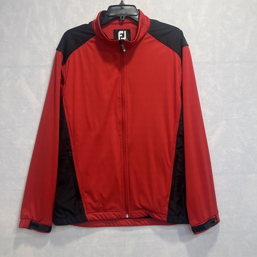 Footjoy Dryjoys‎ Jacket Mens Medium Red Black Golf Rugby Full Zip Logo